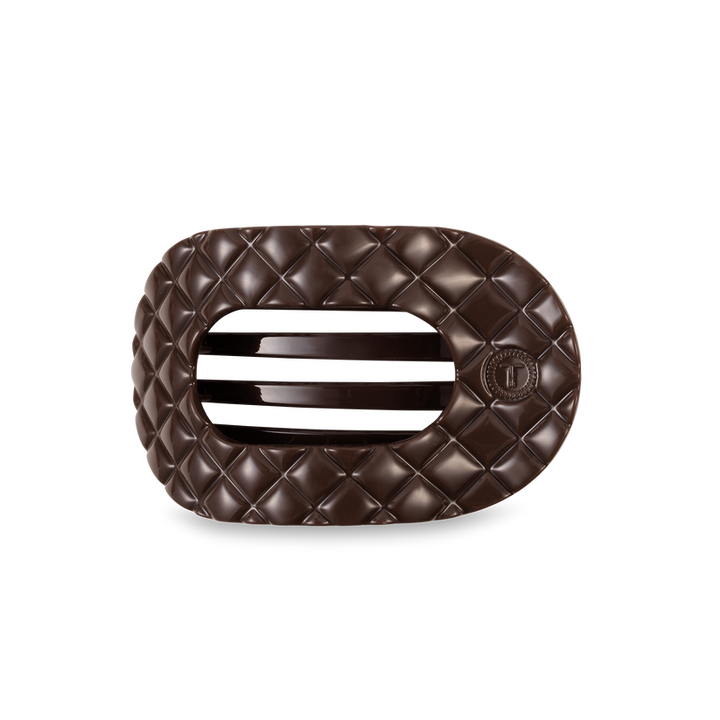 Medium Flat Round Hair Clip | Truly Taupe Quilted