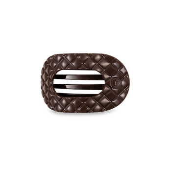 Small Flat Round Hair Clip | Truly Taupe Quilted