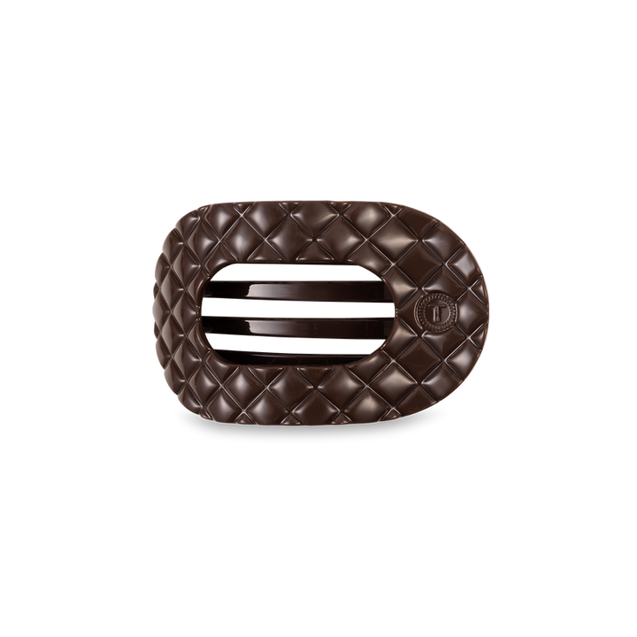 Small Flat Round Hair Clip | Truly Taupe Quilted