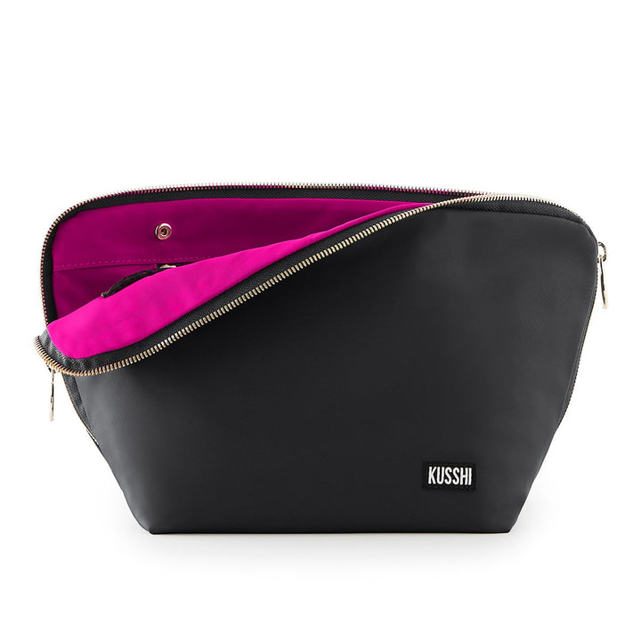 Kusshi Vacationer Makeup Bag | Black + Pink