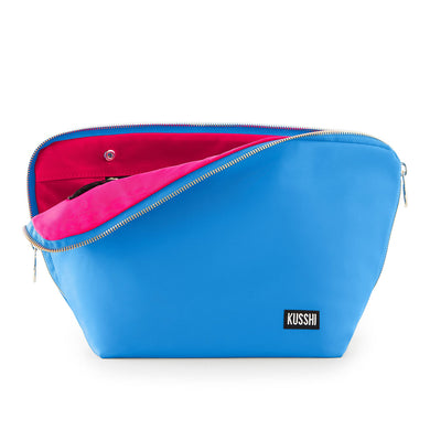Kusshi Vacationer Makeup Bag | Light Blue + Pink