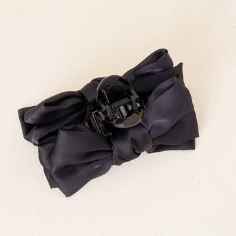 Satin Bow Claw Clip | Black