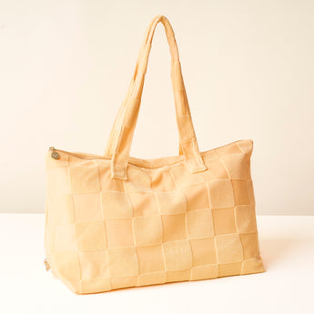 Terry Tote | Peach Check