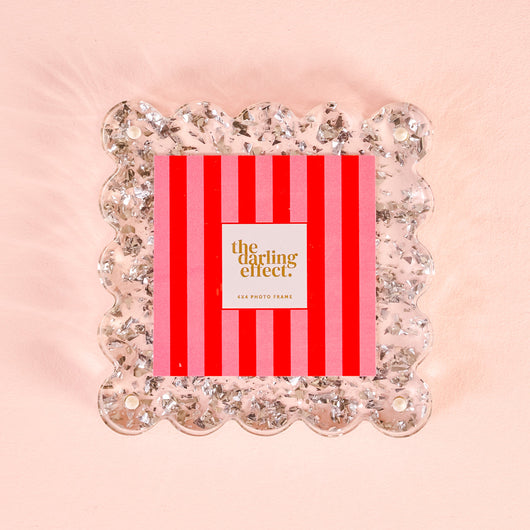 Scalloped Acrylic Frame Square | Confetti Silver