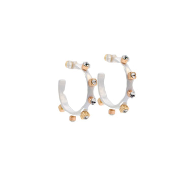 White Metal Hoop | Crystal