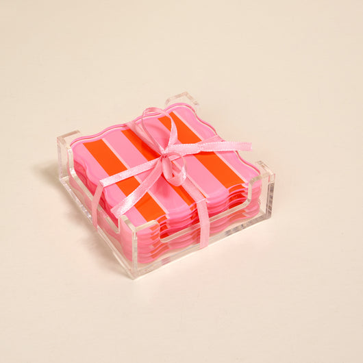 Acrylic Coaster Set • Sicily Stripes Pink