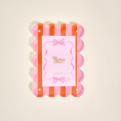 Scalloped Acrylic Frame Rectangle | Sicily Stripes Pink