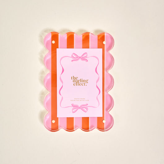 Scalloped Acrylic Frame Rectangle | Sicily Stripes Pink