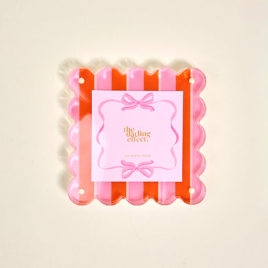 Scalloped Acrylic Frame Square | Sicily Stripes Pink