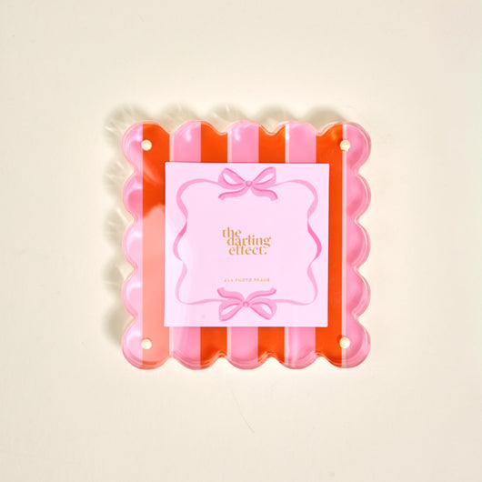 Scalloped Acrylic Frame Square | Sicily Stripes Pink