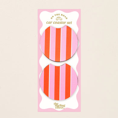Sicily Stripes Pink Car Coaster Set