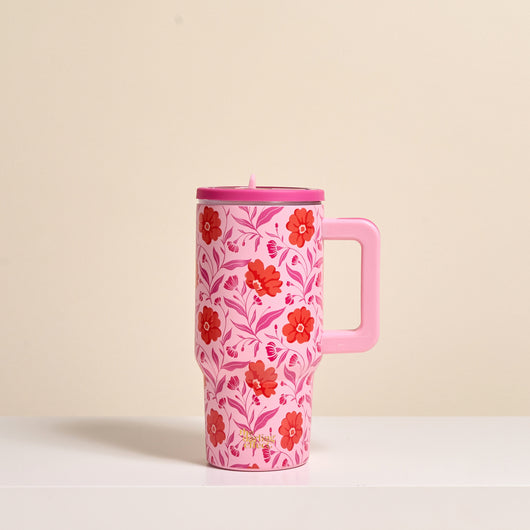 Flip Straw Tumbler • Poppin' Petals Hot Pink