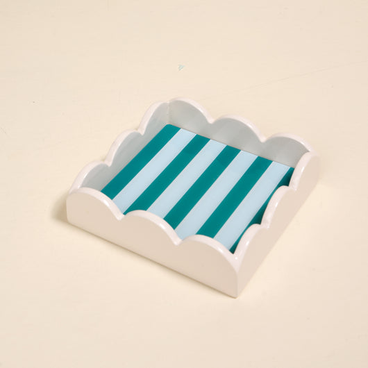 Scallop Trinket Tray • Sicily Stripes Teal