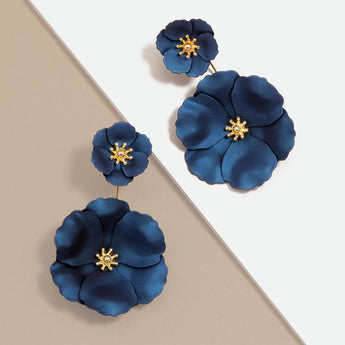 Annabelle Floral Drop Earrings | Navy