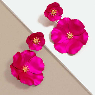 Annabelle Floral Drop Earrings | Hot Pink