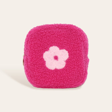 Teddy Pouch Square | Flower Pink
