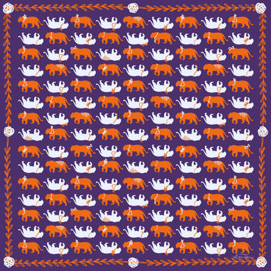Spirit Tiger in Purple + Orange Bandana Scarf