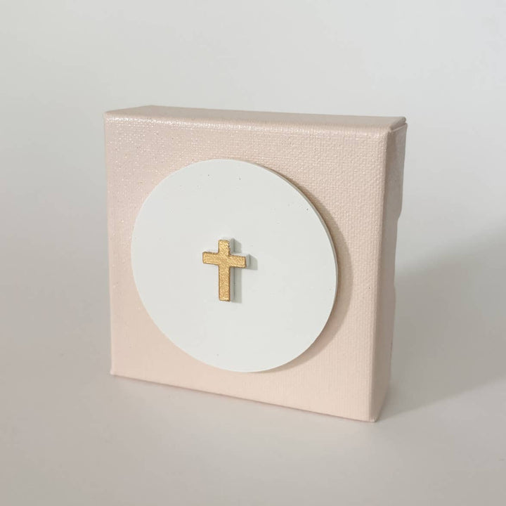 Tiny Cross Intaglio | Pink