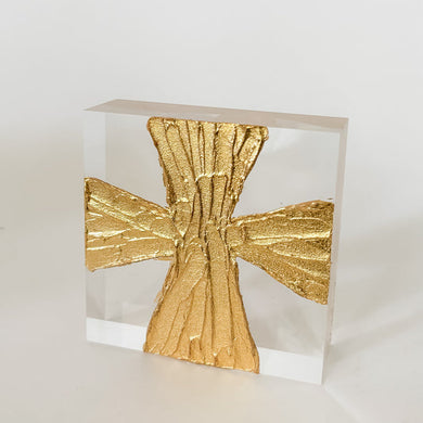 Wide Acrylic Gold Painted Cross | 3x3
