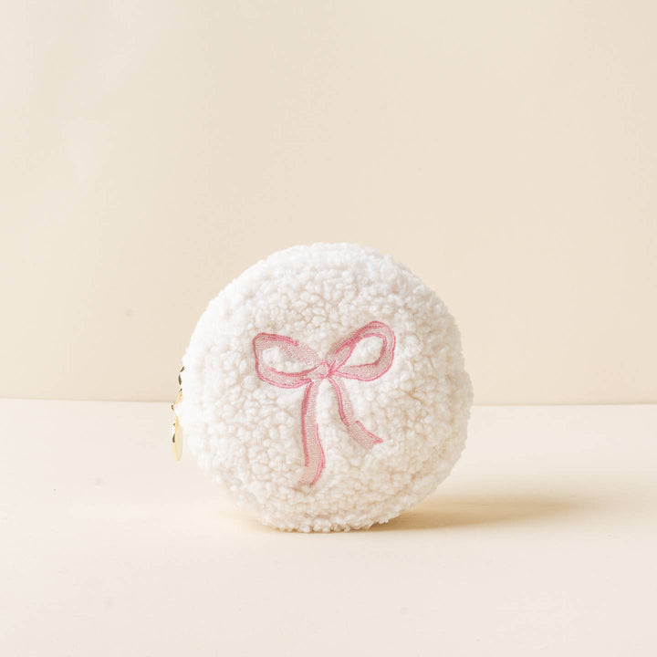 Circle Teddy Pouch | Pink Bow