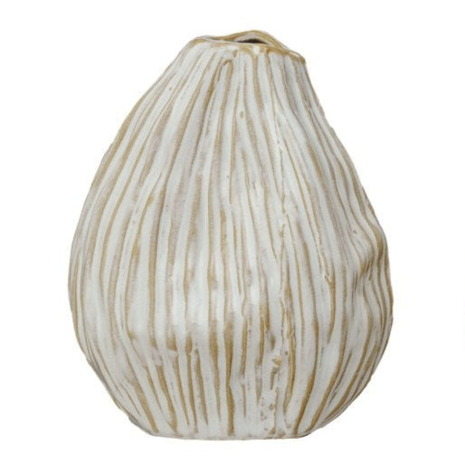 Stoneware Pleated Organic Shaped Vases, Set of 3 (Each One Will Vary)