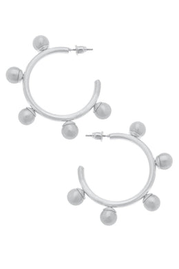 Allison Ball Bead Hoop | Satin Silver