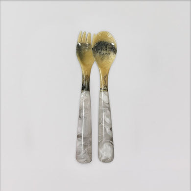 Resin Salad Servers | White