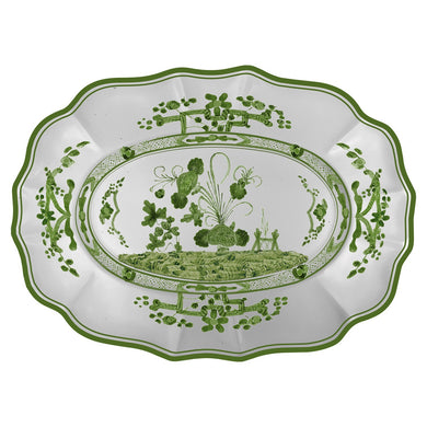VIDA Faenza Large Oval Platter (Green and White)
