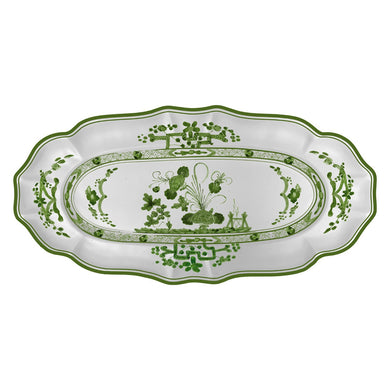 VIDA Faenza Long Rectangle Tray (Green and White)