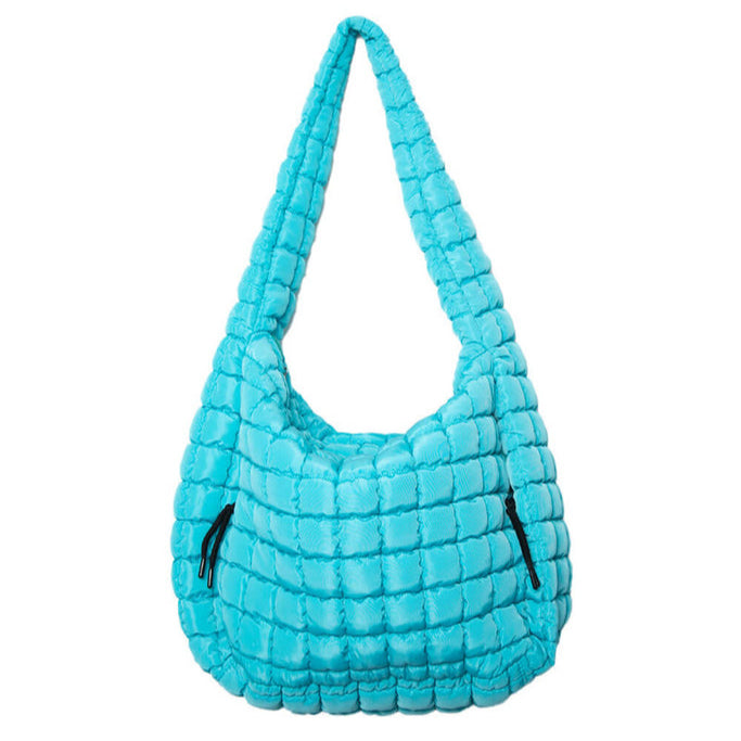 Oversized Quilted Hobo Tote Bag | Blue