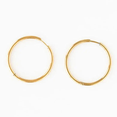 Endless Hoop Thin Gold Earrings 16 mm