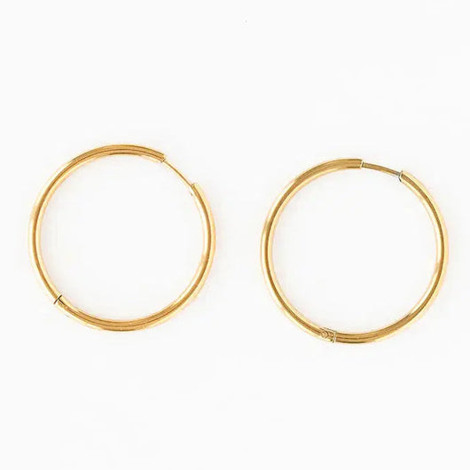 Endless Hoop Thin Gold Earrings 16 mm