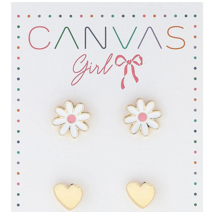 Scarlett Daisy & Heart Studs