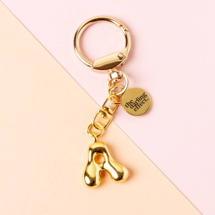 Gold Bubble Letter Keychain | A