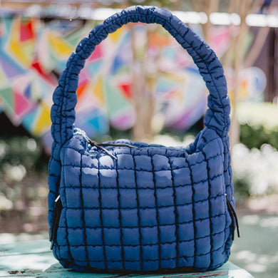 Oversized Quilted Hobo Tote Bag | Navy