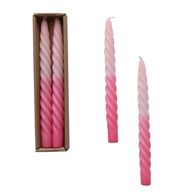 Twisted Taper Candles | Pink Ombre