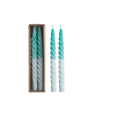 Twisted Taper Candles | Aqua + Mint