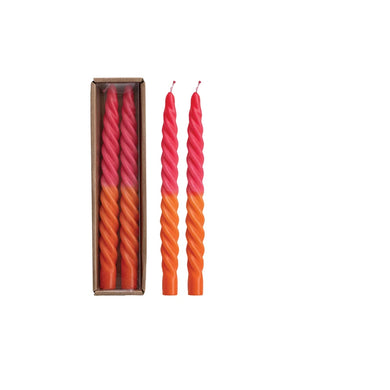 Twisted Taper Candles | Fuchsia + Orange