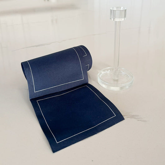 AS IS Glass Stand with Cotton Cocktail Napkins