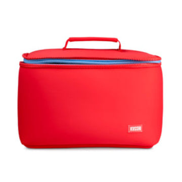 Neoprene Large Train Case | Coral Red + Periwinkle