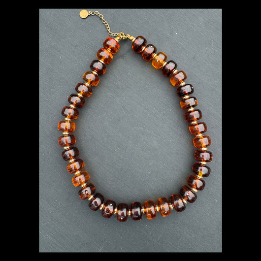 Emily Candy Bead Mini Necklace • Tortoise