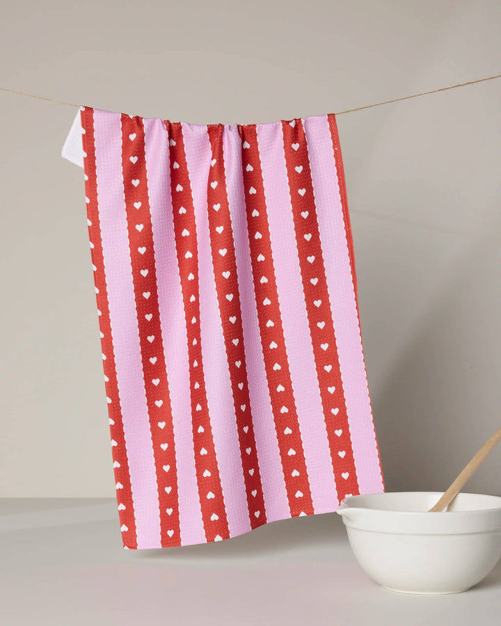 Geometry Tea Towel | Ribbon Hearts