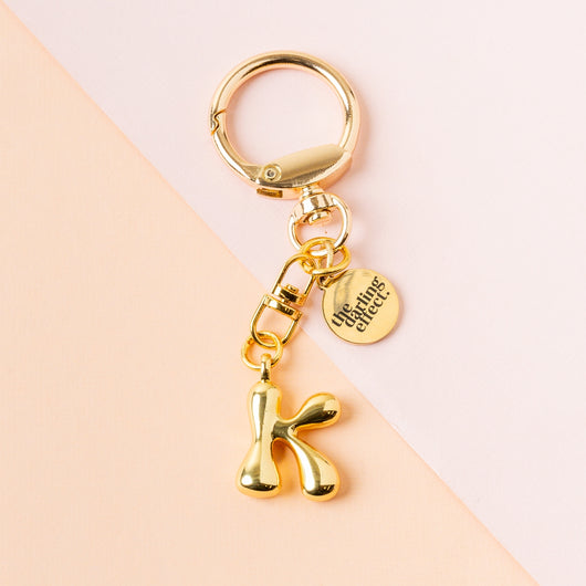 Gold Bubble Letter Keychain | K