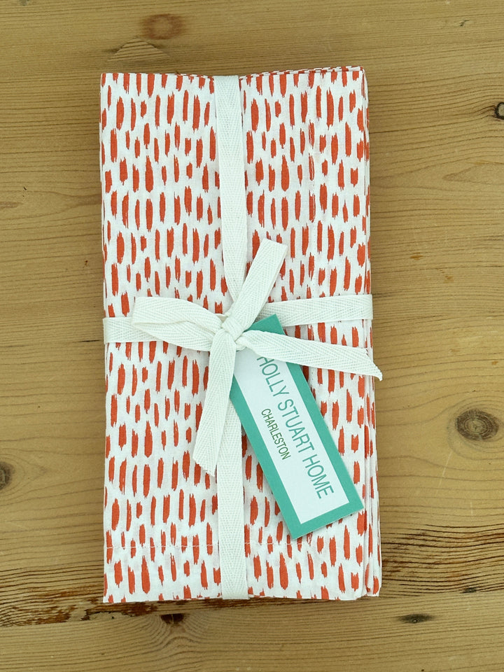 Cotton Block Print Napkin Set | Orange