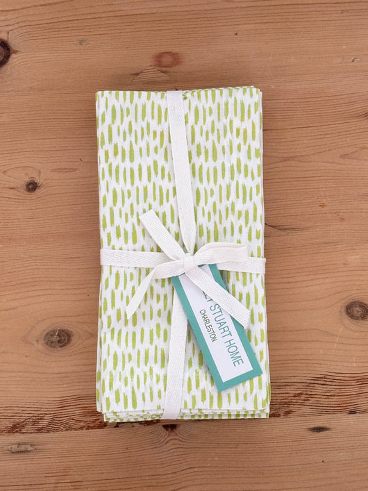 Cotton Block Print Napkin Set | Lime