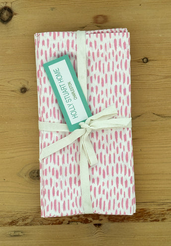 Cotton Block Print Napkin Set | Pink