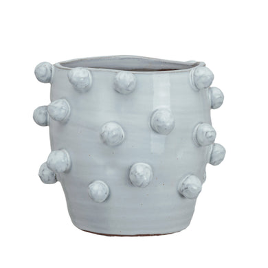 Handmade Hobnail Terra-cotta Planter, White (Holds 7