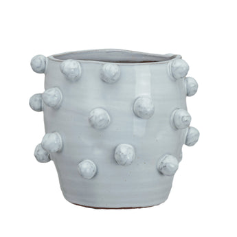 Handmade Hobnail Terra-cotta Planter, White (Holds 7