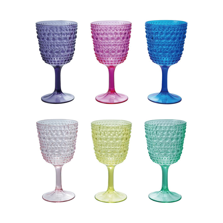 14 oz. Acrylic Stemmed Wine Glass with Raised Dots, 6 Colors