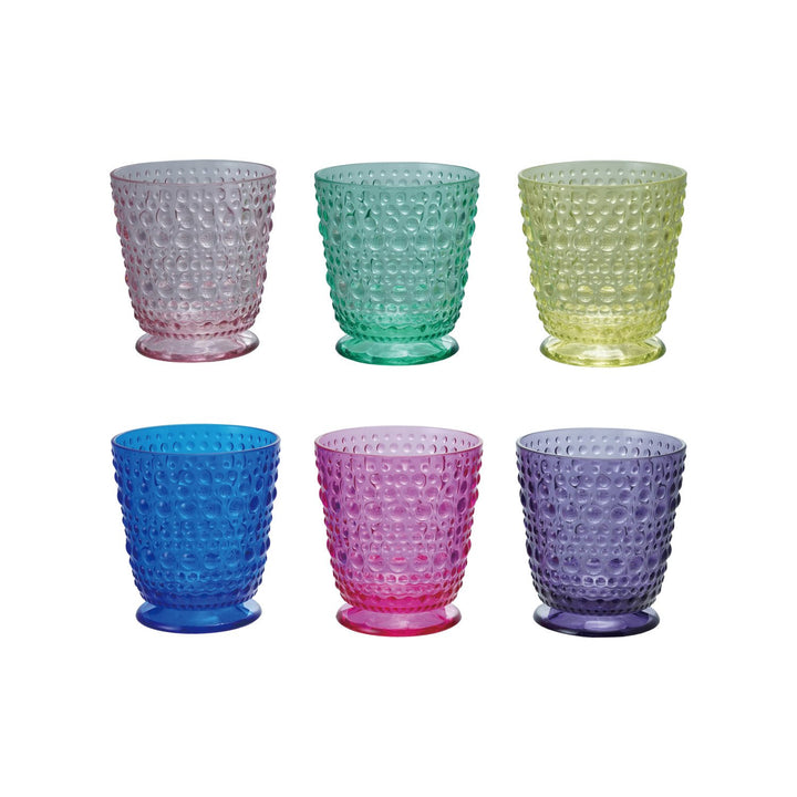 12 oz. Acrylic Footed Drinking Glass with Raised Dots, 6 Colors